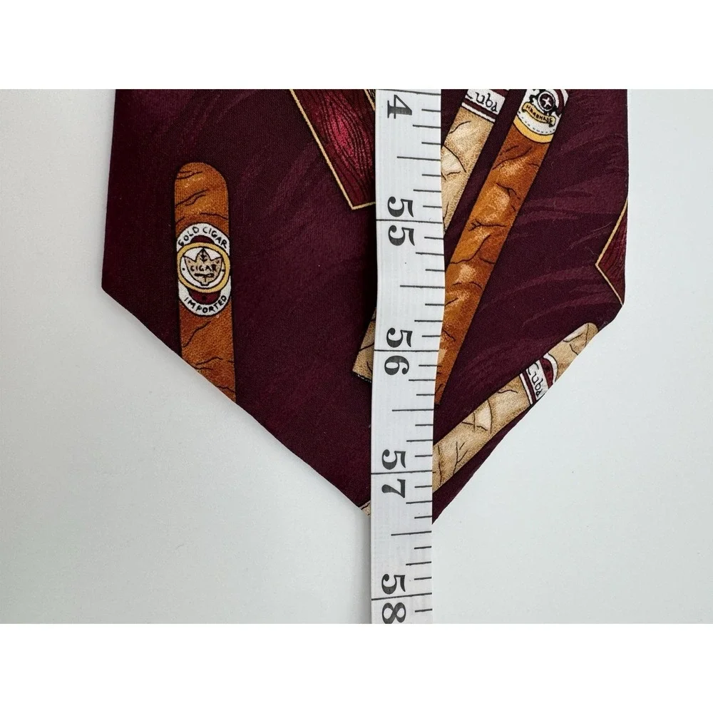 Stafford Silk Tie Burgundy Cigars & Lighter Novelty Necktie‎ Mens Classic